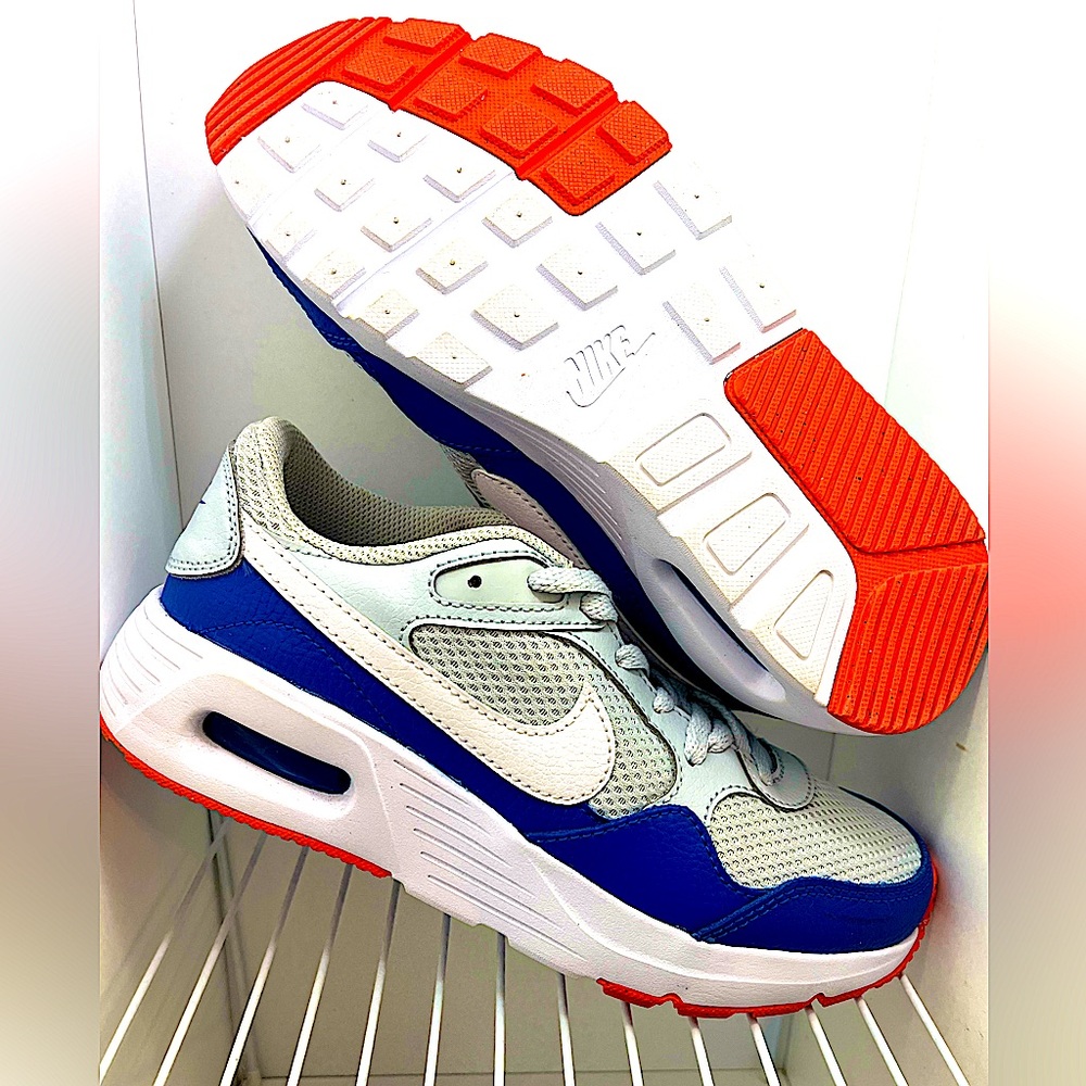 Nike Air Max SC Men’s Sneakers, Pure Platinum White Racer Blue, 4.5 M US